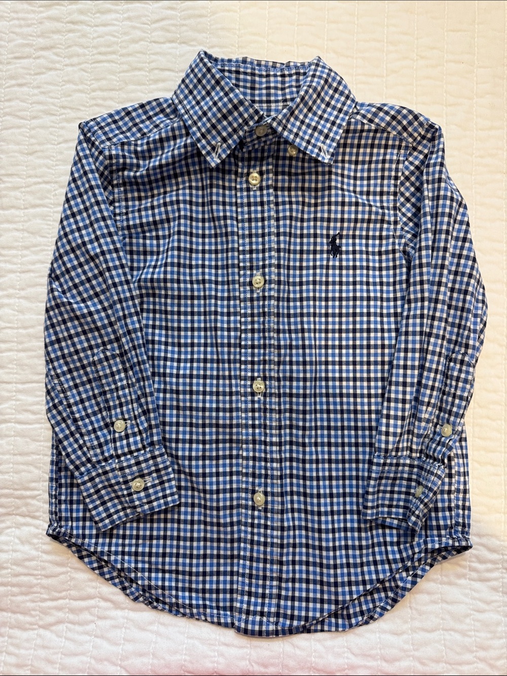 Ralph Lauren Blue and White Plaid Button-Down Shirt